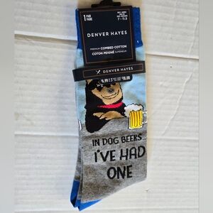 Denver Hayes Men's Premium Combed Cotton  Socks (Denim Dog Beer) Size 7 - 11.5
